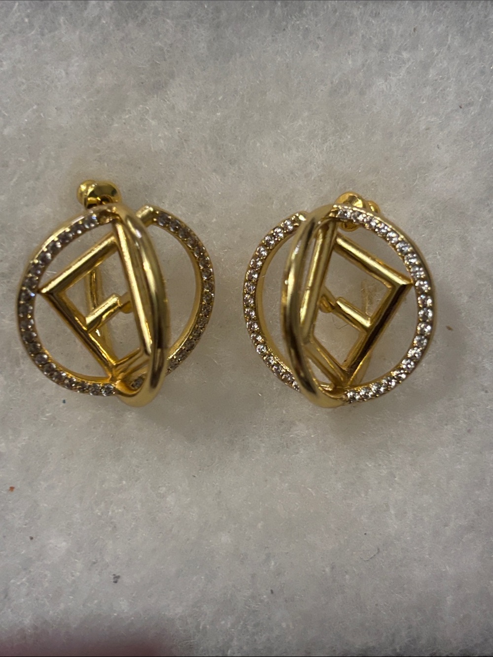 Fendi Diamond Circle Hoop Earrings
